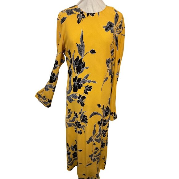Favorite Daughter Buttercup Fleur Print Dress Yellow & Black Floral Long Sleeve - Picture 1 of 6